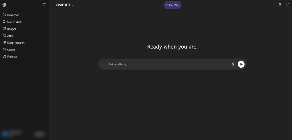 Screenshot of ChatGPT Home Page