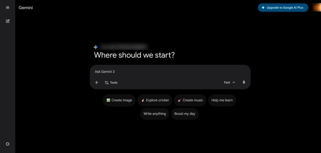 Screenshot of gemini Home Page