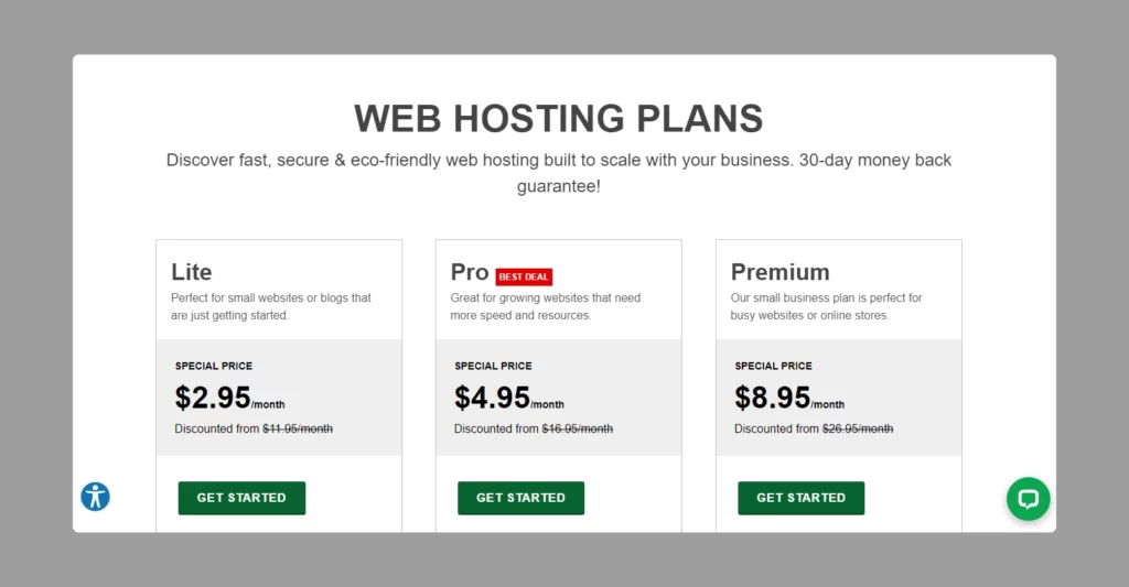 Top 10 web hosting - GreenGeeks Pricing