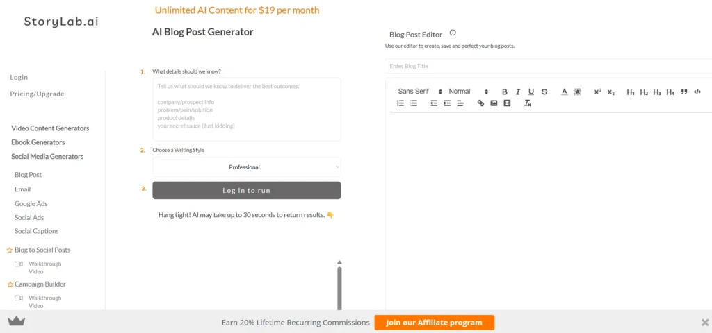 StoryLab AI smm tool