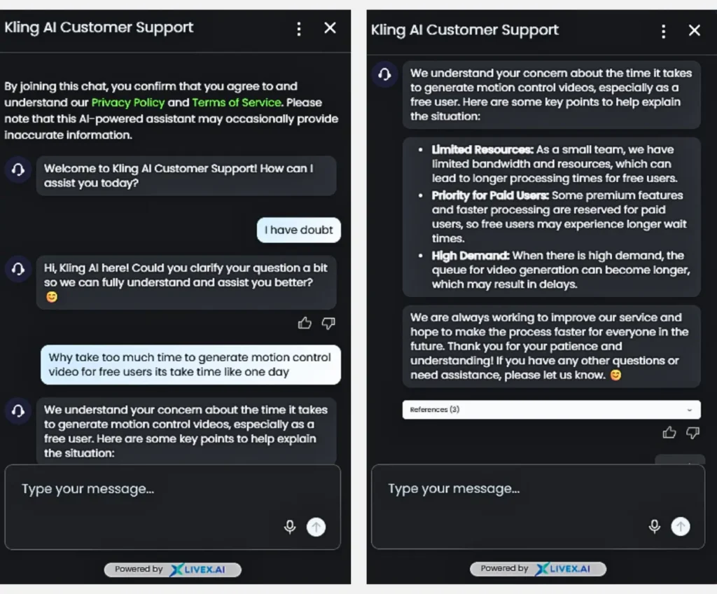 Chat with Kling AI customer support