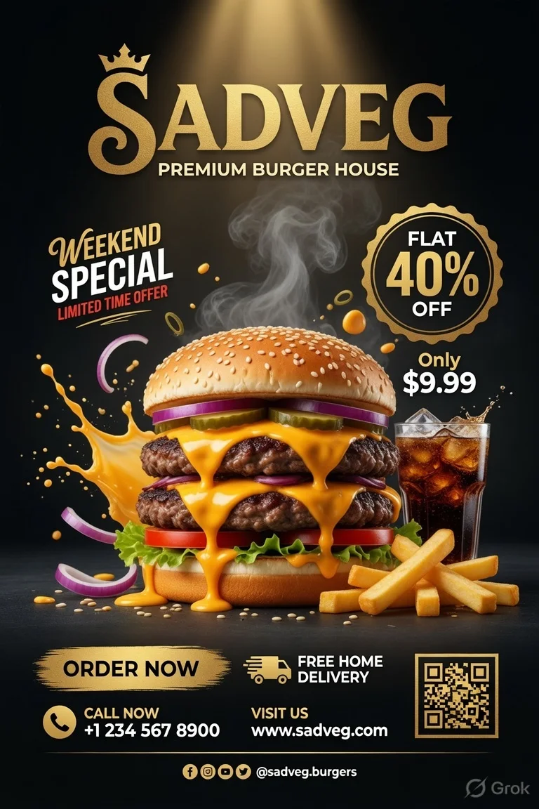 I Generated Restaurant Promotion Poster in Grok Imagine