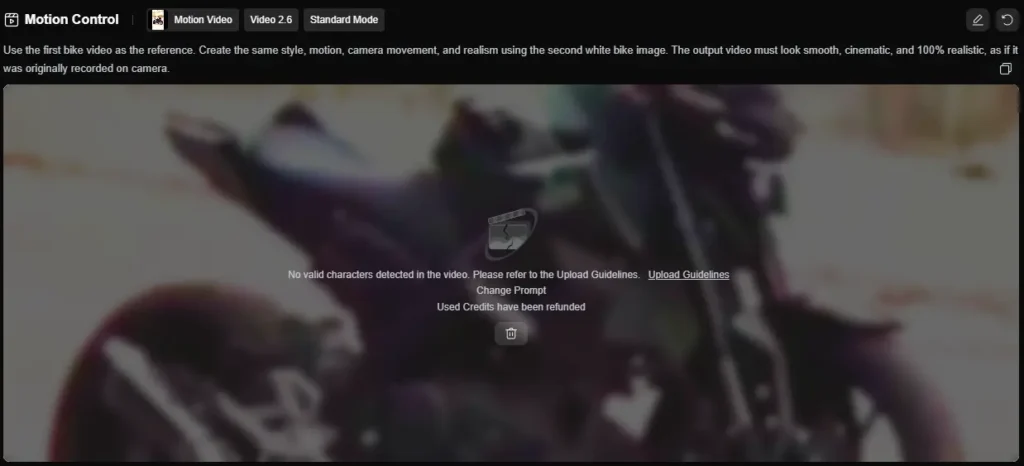 Kling AI motion control output loading