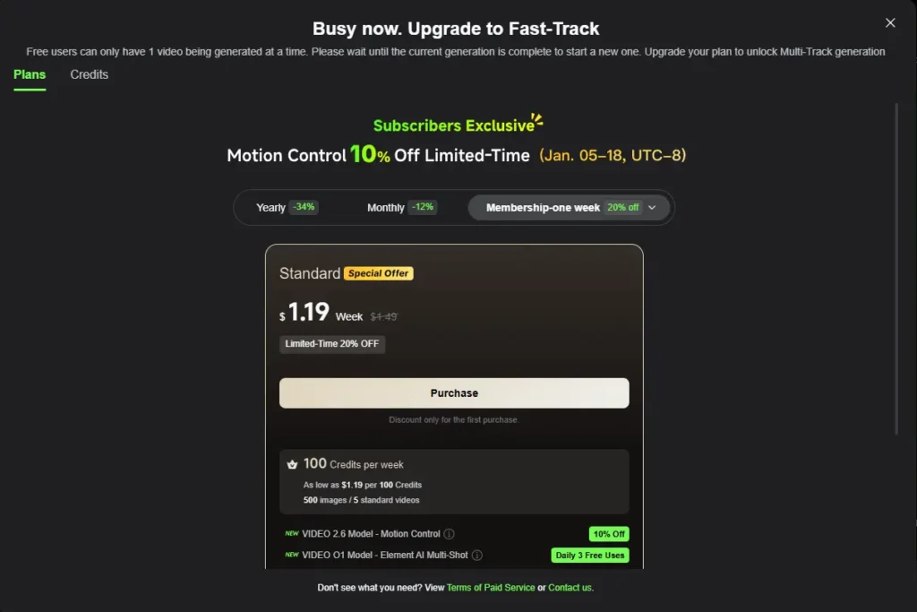 Kling AI push you to buy the paid plan