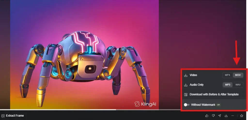 Kling now supports .MOV video downloads