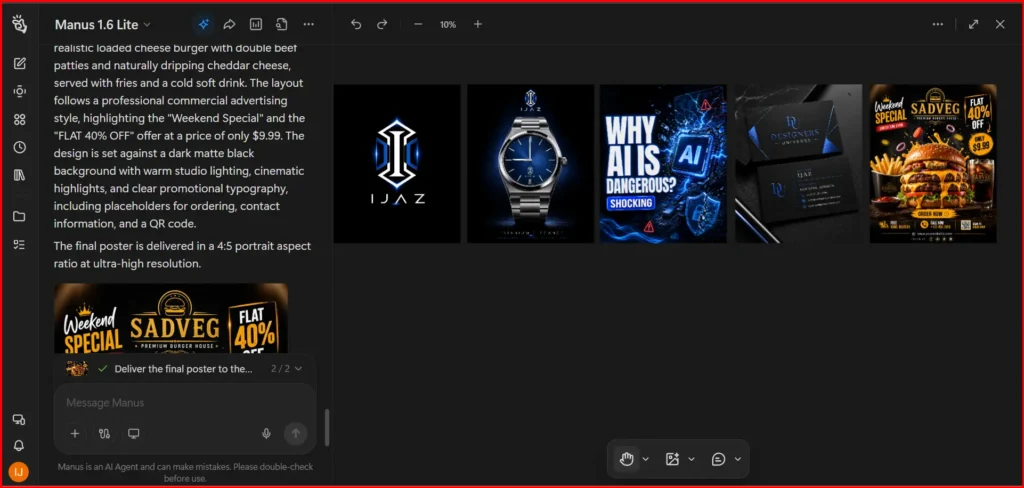 Screenshot Image of Manus AI Eidt Canvas Area