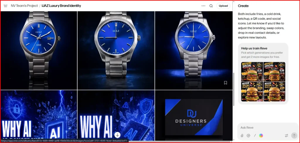 Screenshot Image of Reve AI Workspace Area