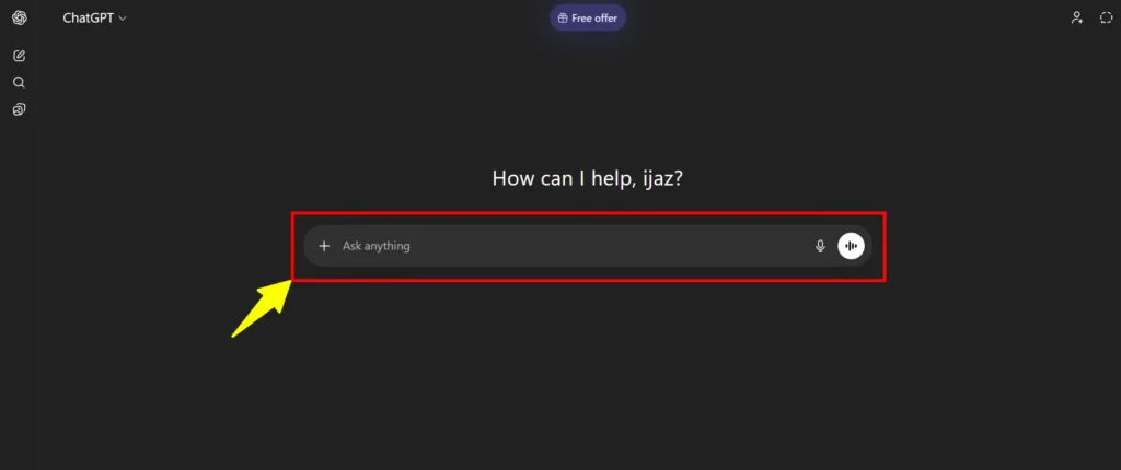Screenshot of the ChatGPT workspace after login
