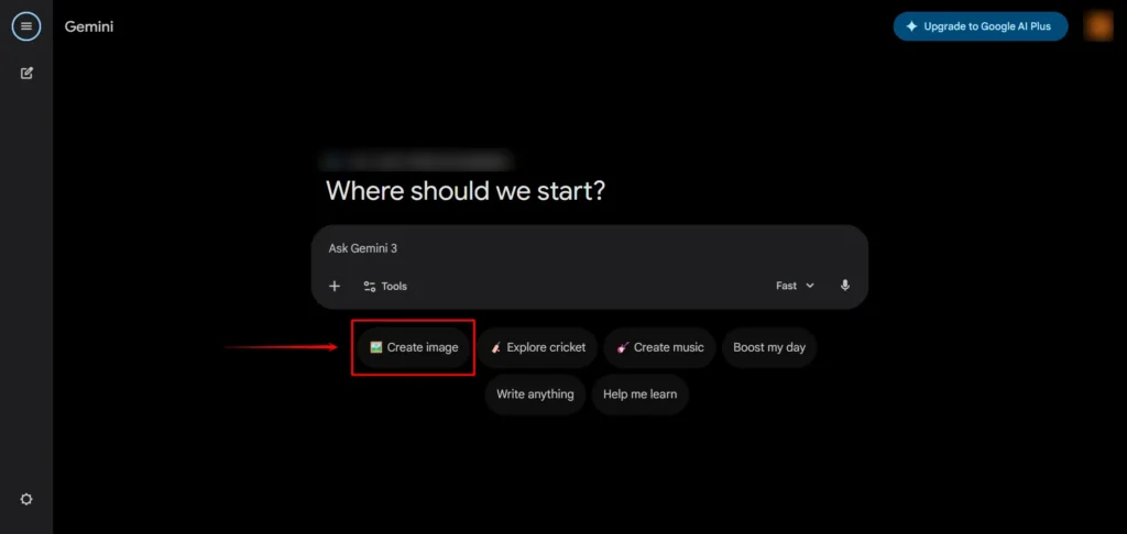 Screenshot of the Google Gemini workspace after login