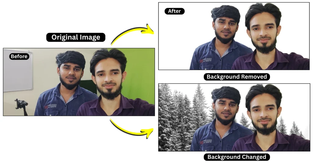 Background removed and changed by Adobe Express