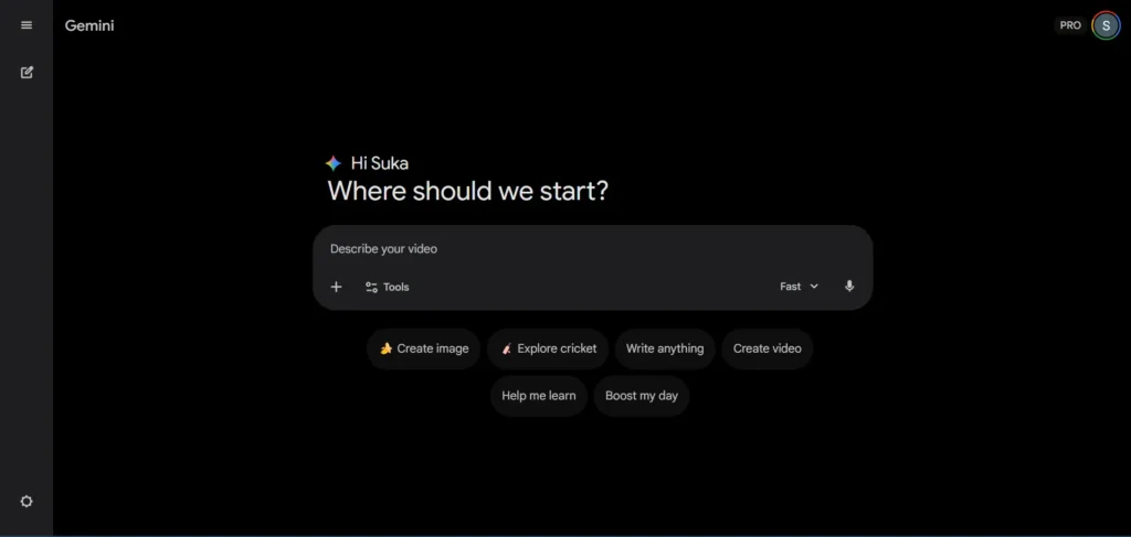 Gemini Home Page after login
