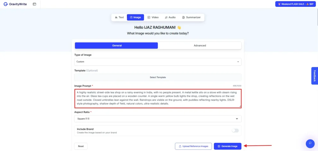 GravityWrite AI Image Generator