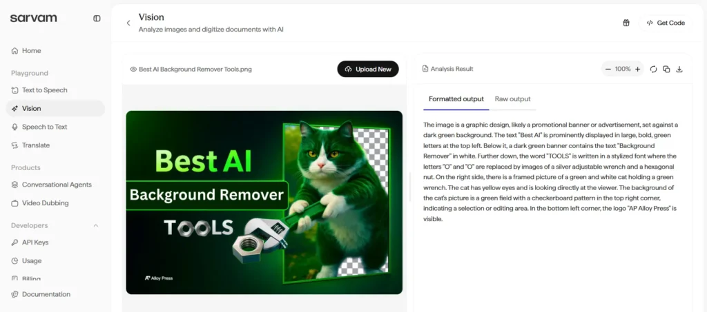 Testing Image Understanding option in Vision