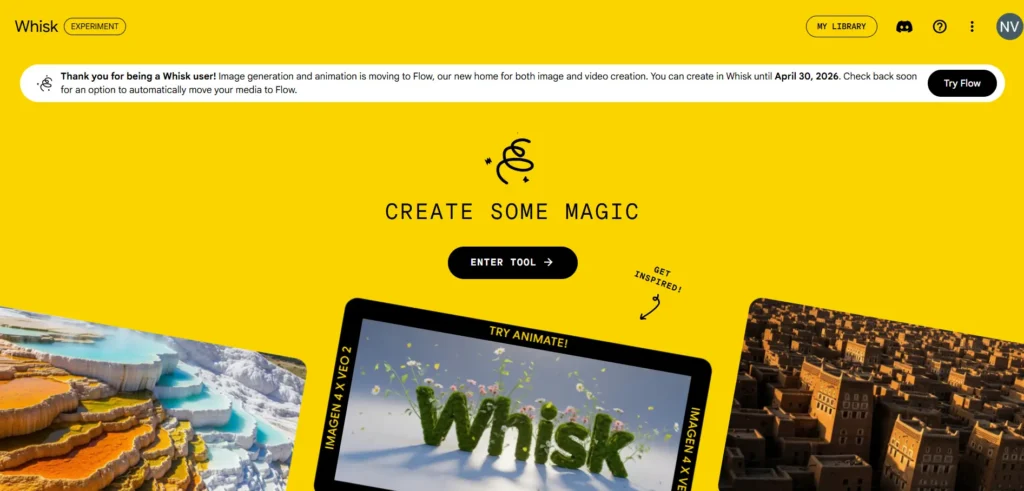 Screenshot of Google Whish Home Page