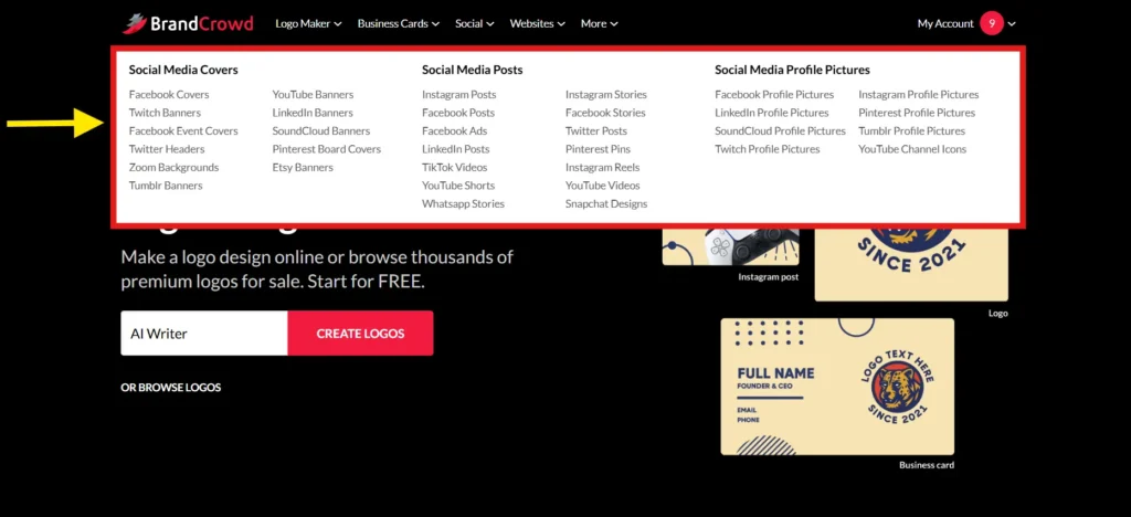 All social media post tools in BrandCrowd