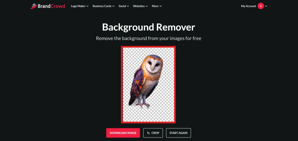 Background removed image using BrandCrowd Background Remover tool
