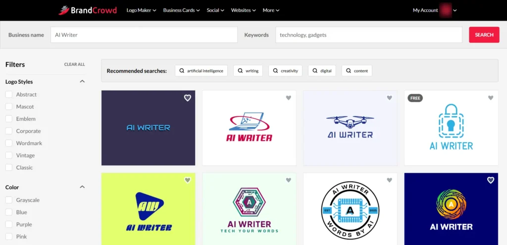 Screenshot image of multiple logo templates