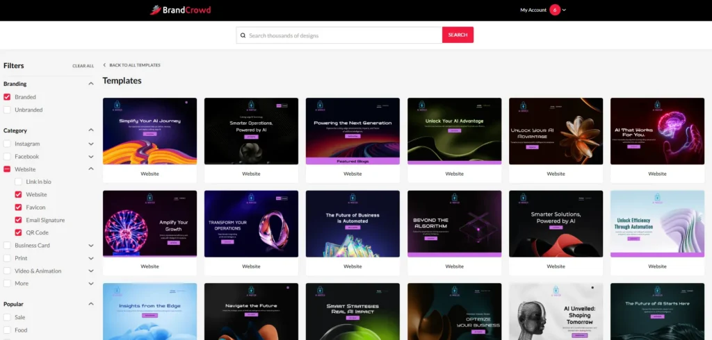 Screenshot image of website templates