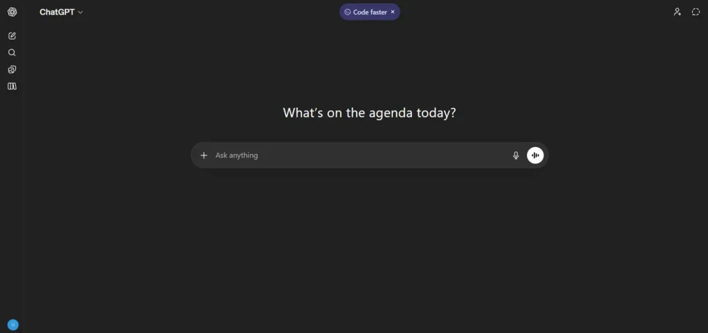 Screenshot of ChatGPT homepage