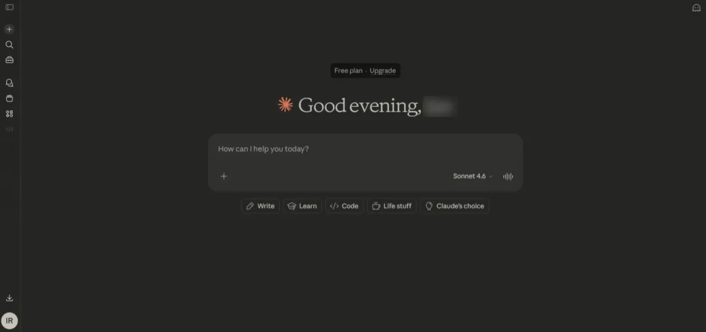 Screenshot of claude homepage