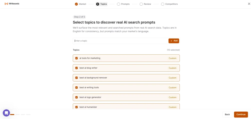 Select topics to discover real ai search prompts