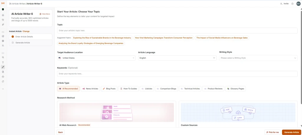 Start your article choose your topic