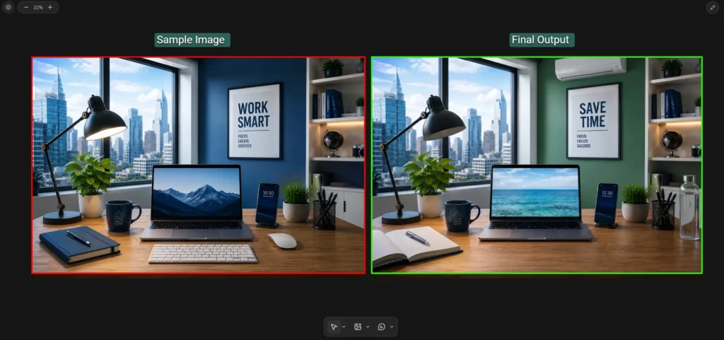 Compare the Sample Image and Final Result in Manus AI