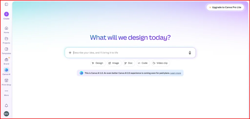 Screenshot Image of Canva AI Chat Interface