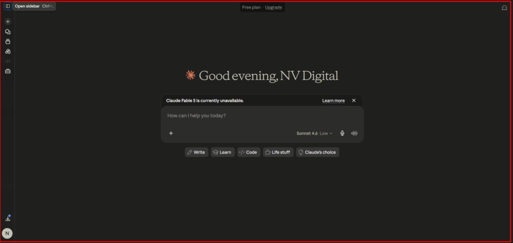 Screenshot Image of Claude Interface