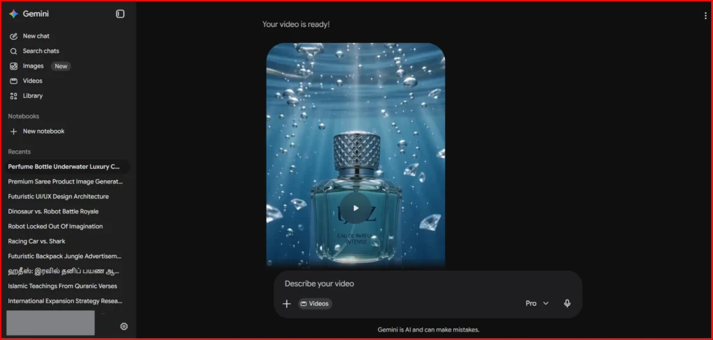 Screenshot Image of Gemini Workspace area