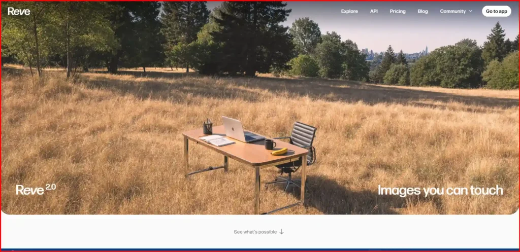 Screenshot Image of Reve Homepage Interface