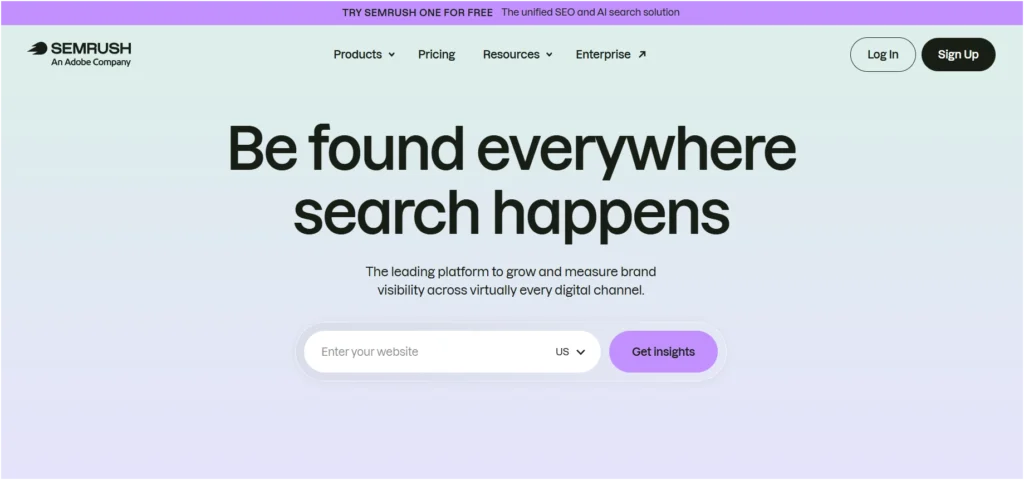 Screenshot Image of Semrush Homepage Interface