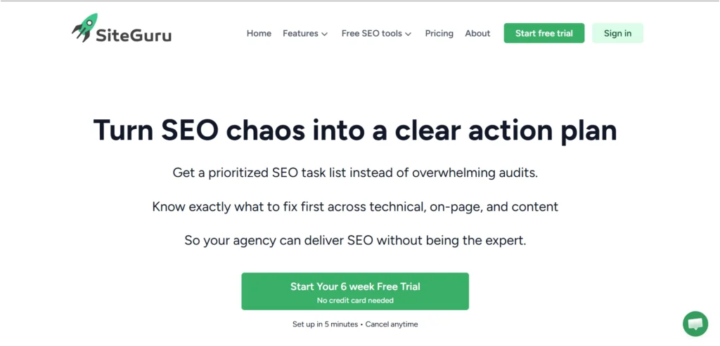 Screenshot Image of Siteguru Homepage Interface