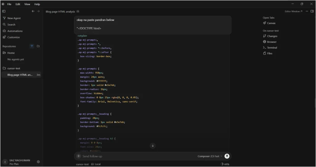 Cursor Solved the Issue and Generated the Correct Code