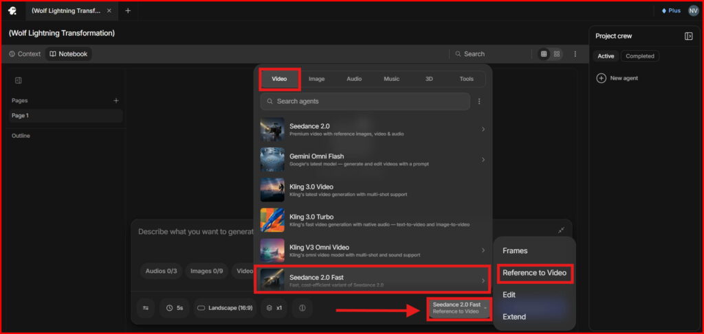 Screenshot Image of InVideo AI Video Generator WorkSpace Area.