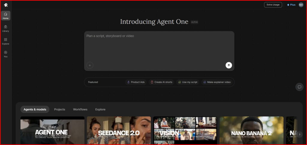 Screenshot Image of Invideo AI Workspace Area