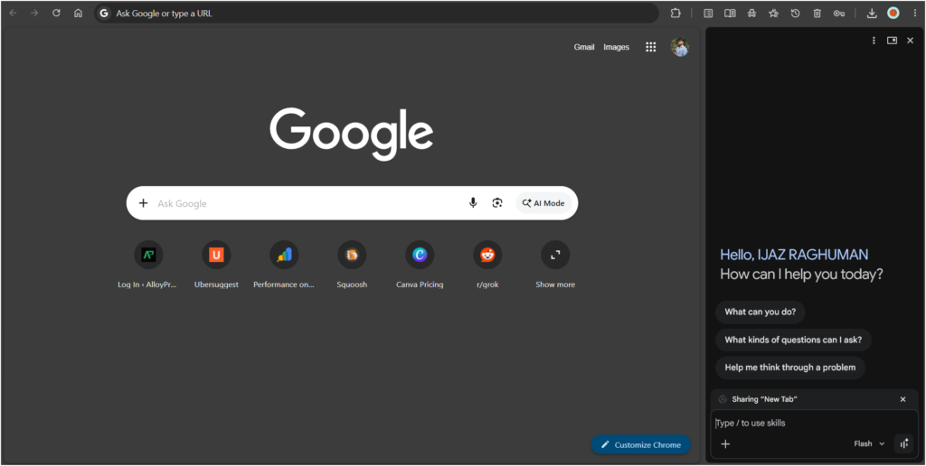 Google Chrome browser with Gemini AI assistant for web browsing
